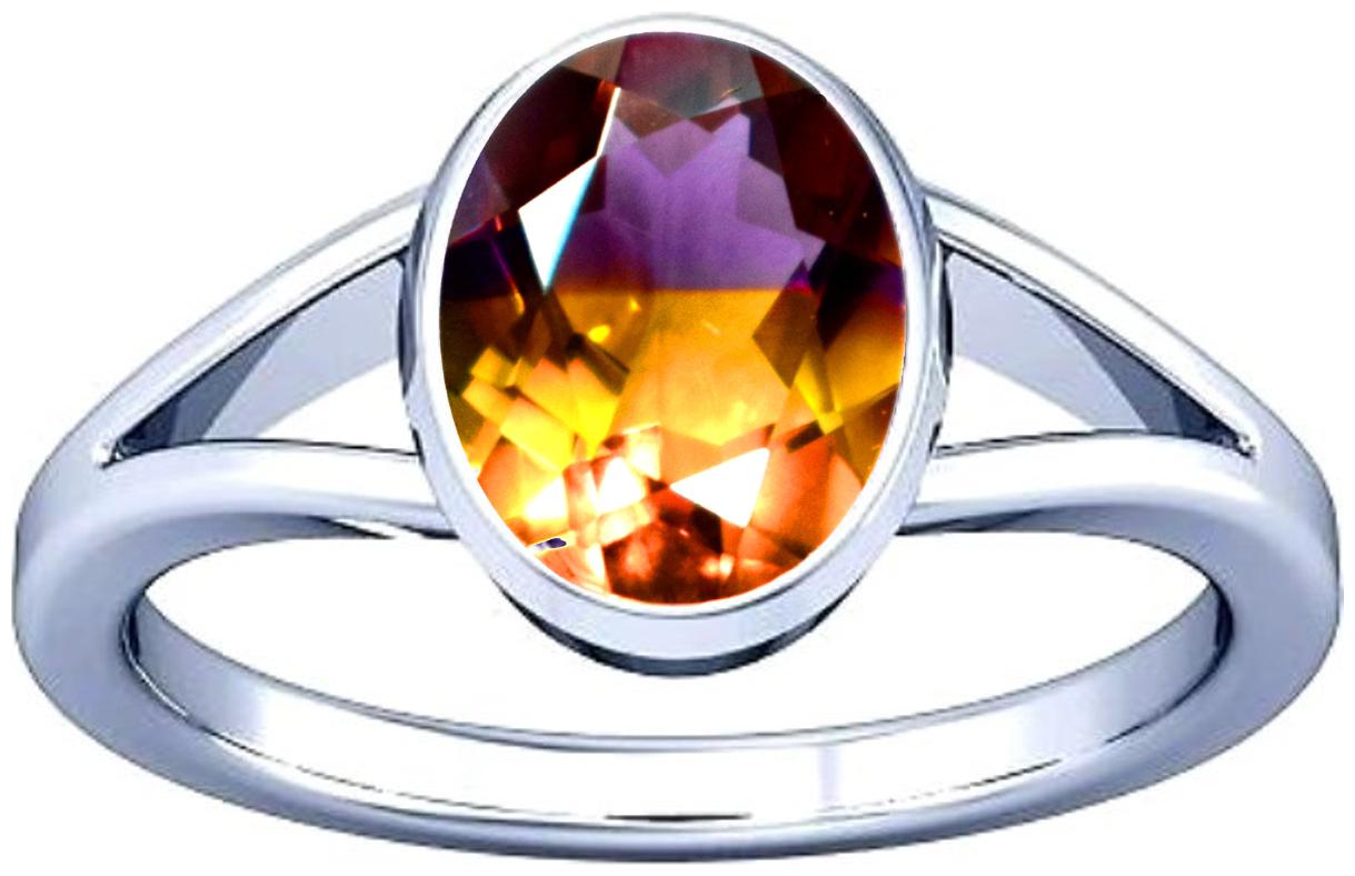 

Divya Shakti 7 25-7 50 Ratti Ametrine Pitambari Gemstone Silver Ring AAA Quality