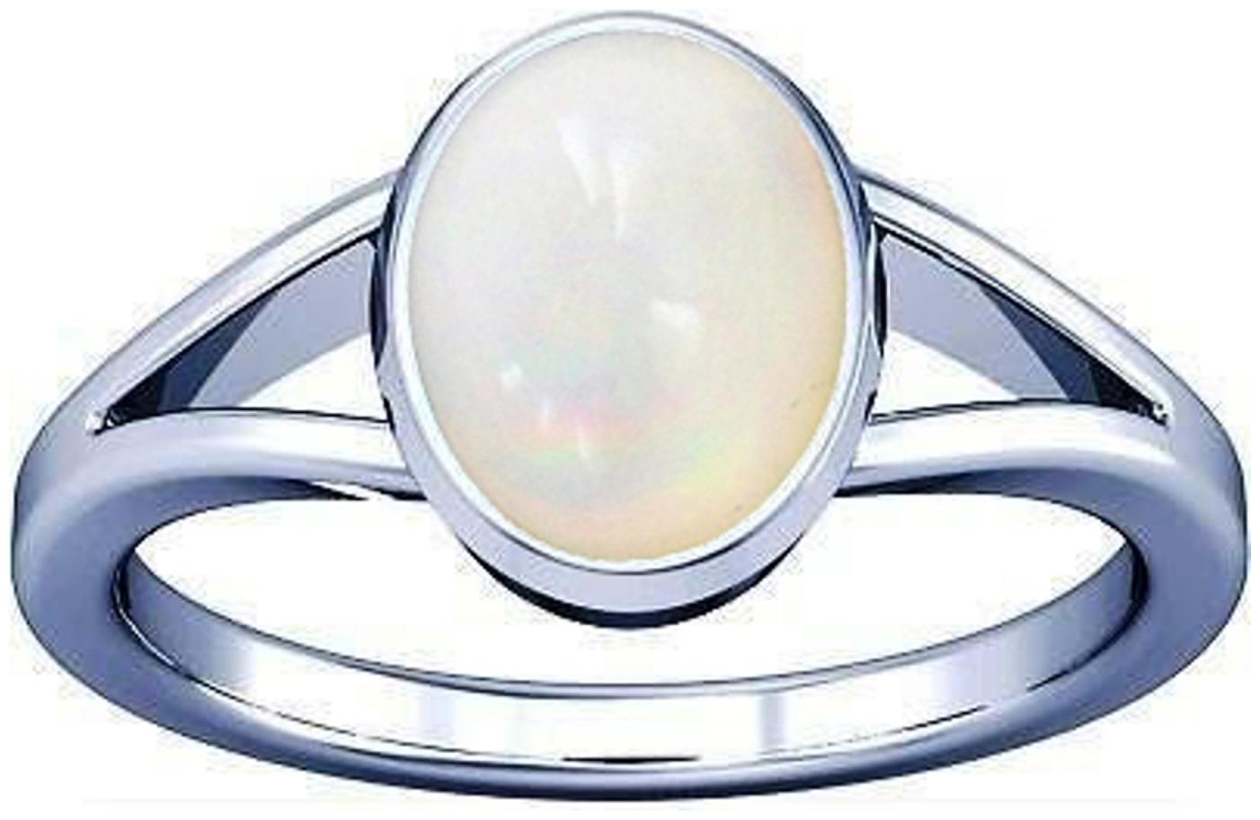 

Divya Shakti 7 25-7 50 Ratti White Opal Gemstone Silver Ring AAA Quality