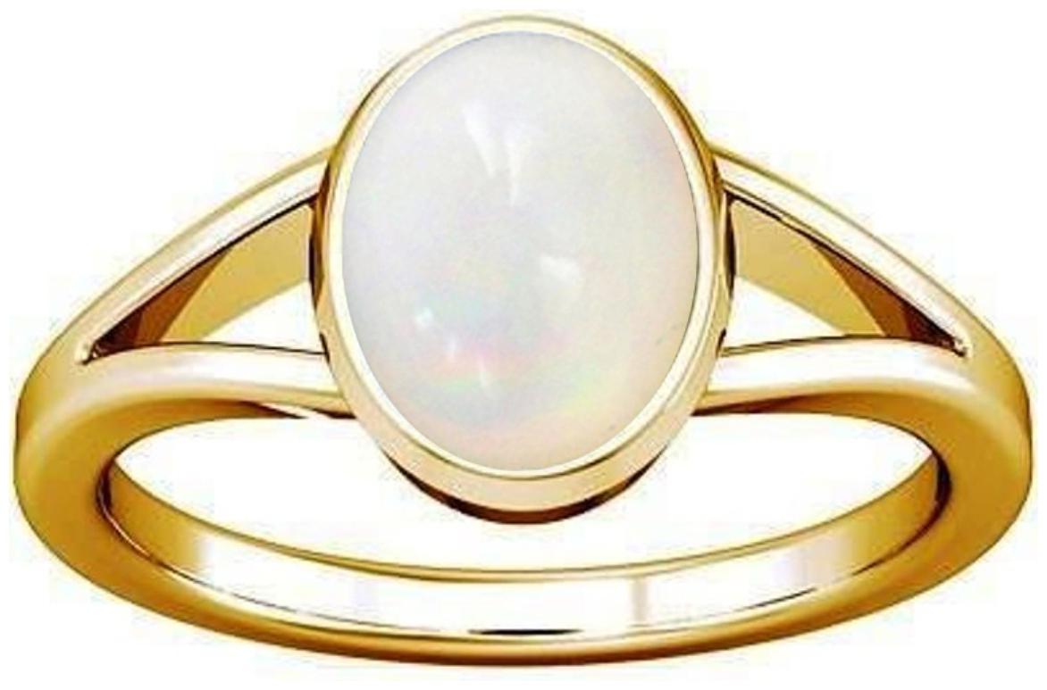 

Divya Shakti 7 25-7 50 Ratti White Opal Gemstone Panchadhatu Ring AAA Quality