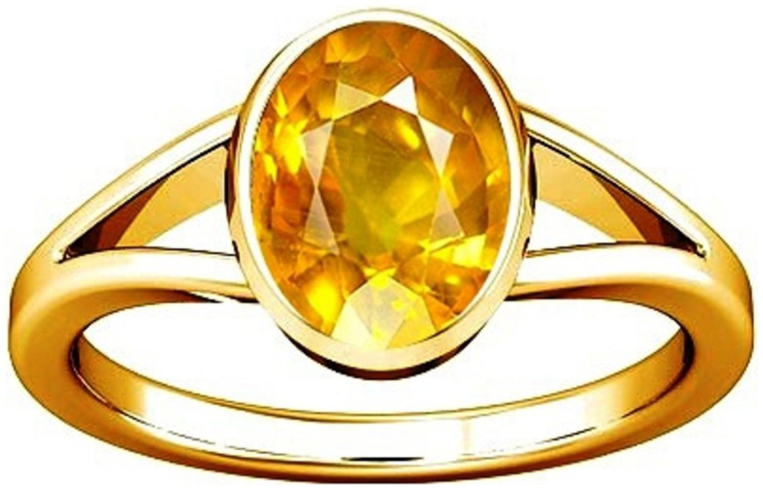 

Divya Shakti 7 25-7 50 Ratti Yellow Sapphire Pukhraj Gemstone Panchadhatu Ring AAA Quality