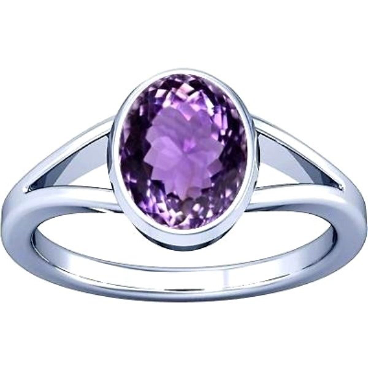 

Divya Shakti 7 25-7 50 Ratti Amethyst Kataila Jamuniya Gemstone Silver Ring AAA Quality