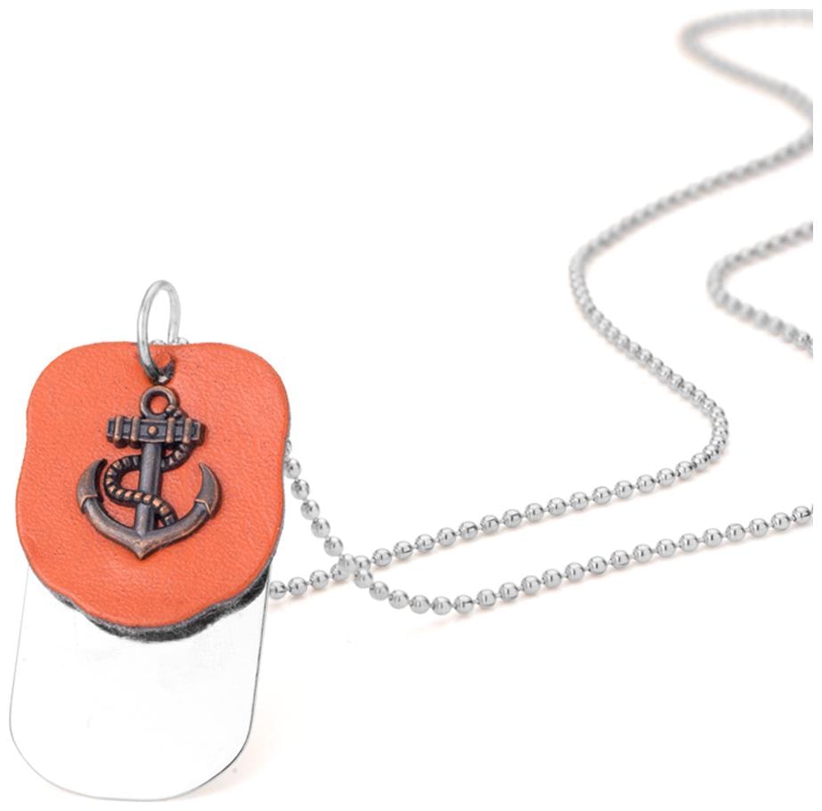 

Dare by Voylla Dog Tag With Anchor Pendant With Chain For Men