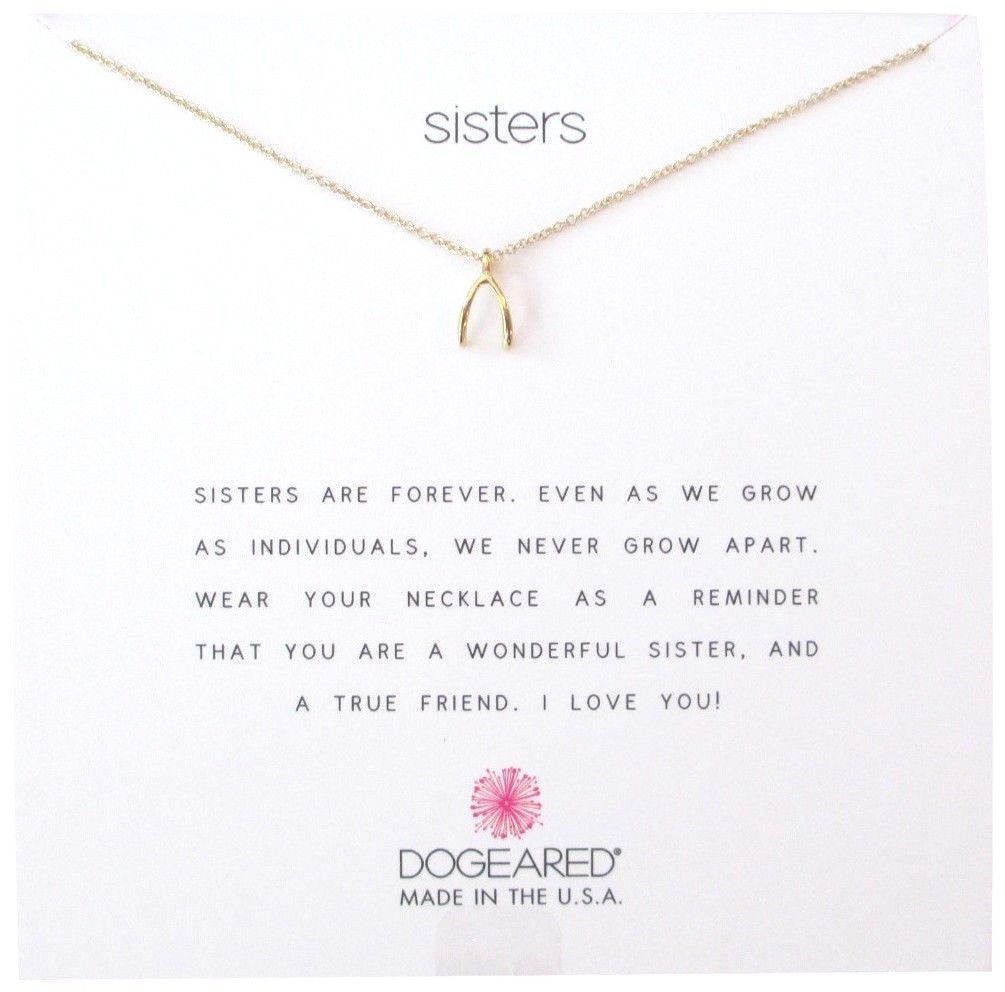 

Dogeared Sister wishbone Gold Dipped 16 -18 Boxed Necklace