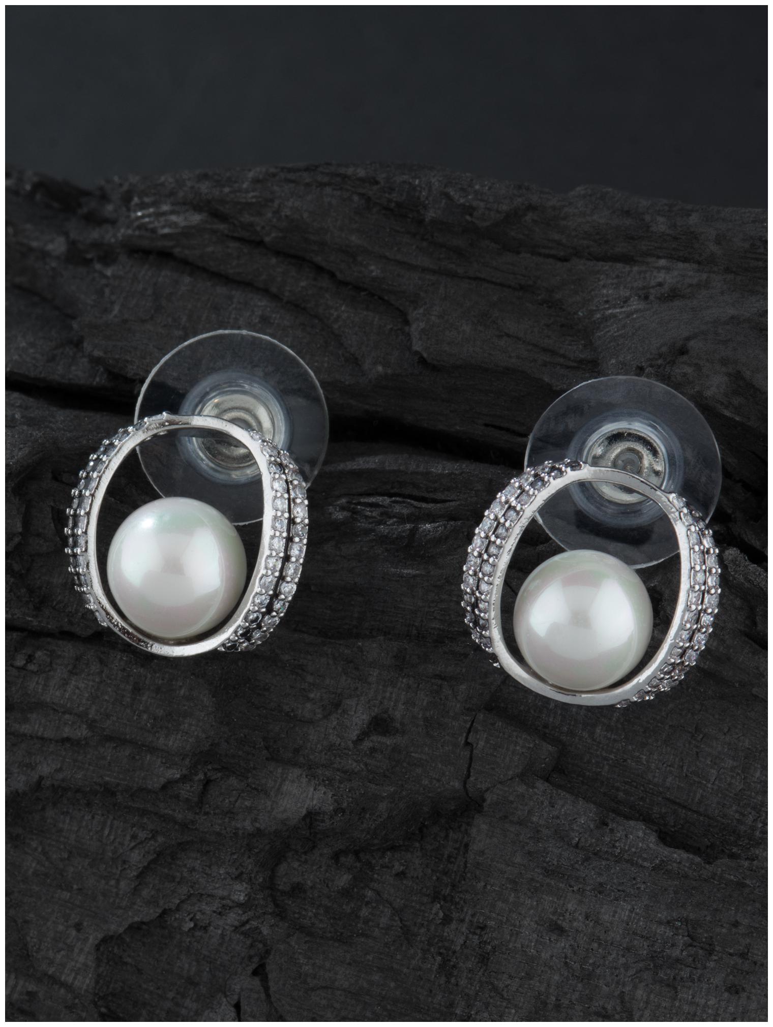 

E2O Antique Beads Silver Alloy Stud Earrings For Women