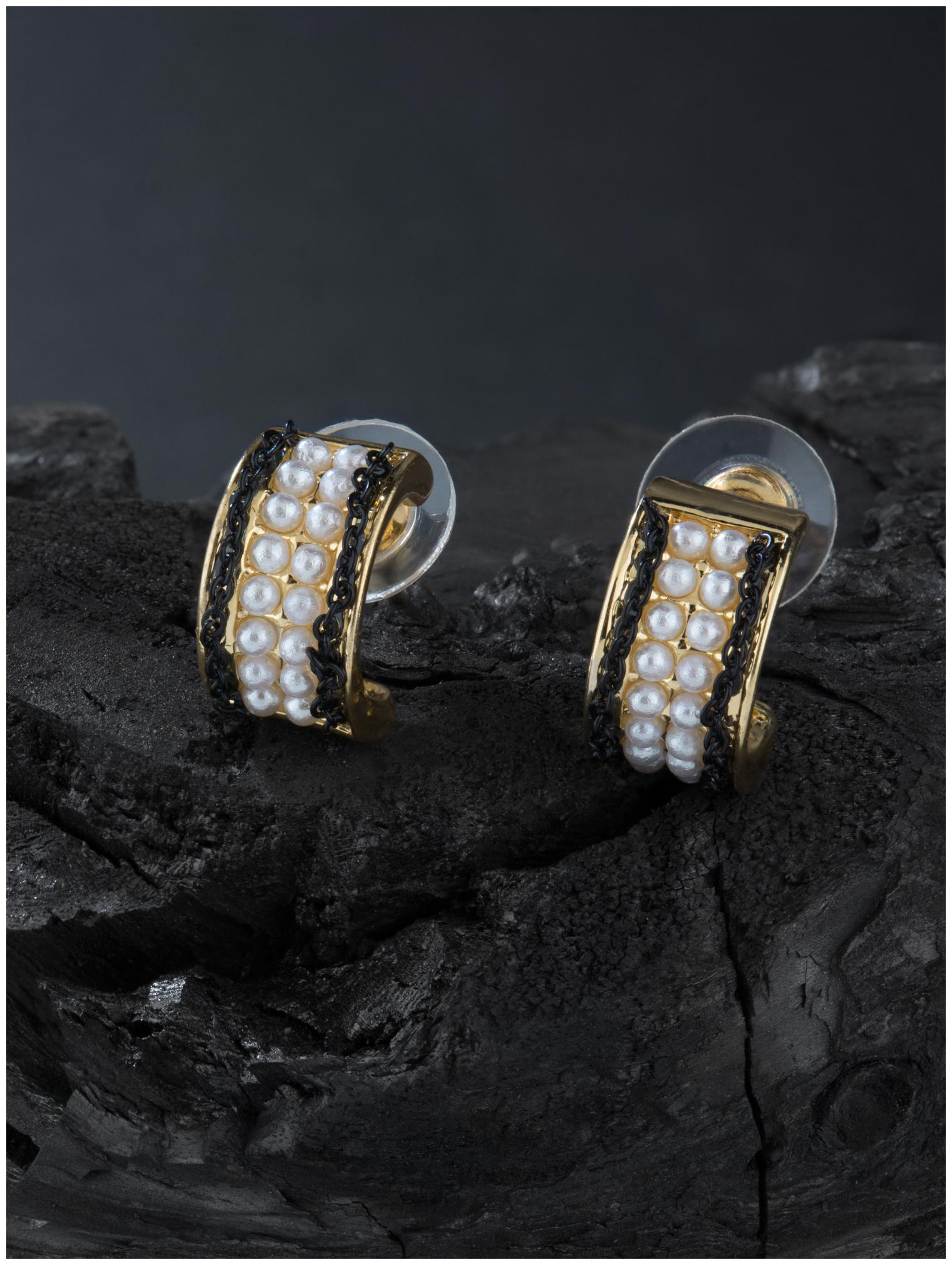 

E2O Antique Beads White Alloy Hoop Earrings For Women