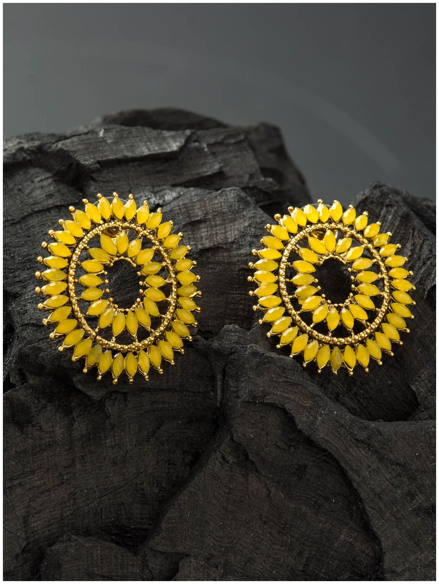 

E2O Classic Yellow Stud Gold Plated With Floral Design Earring