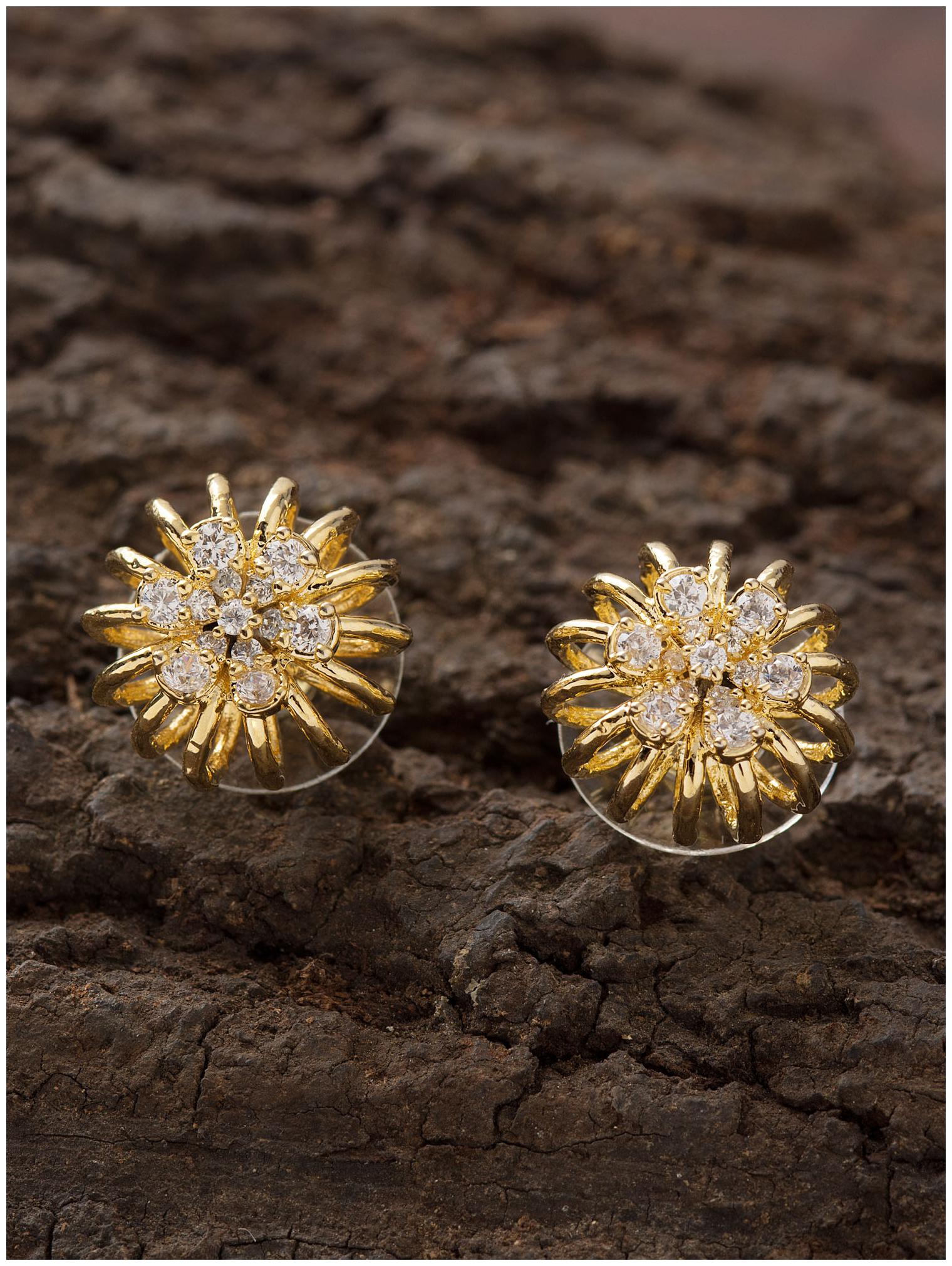 

E2O Classic White Stud Gold Plated Stone Earring