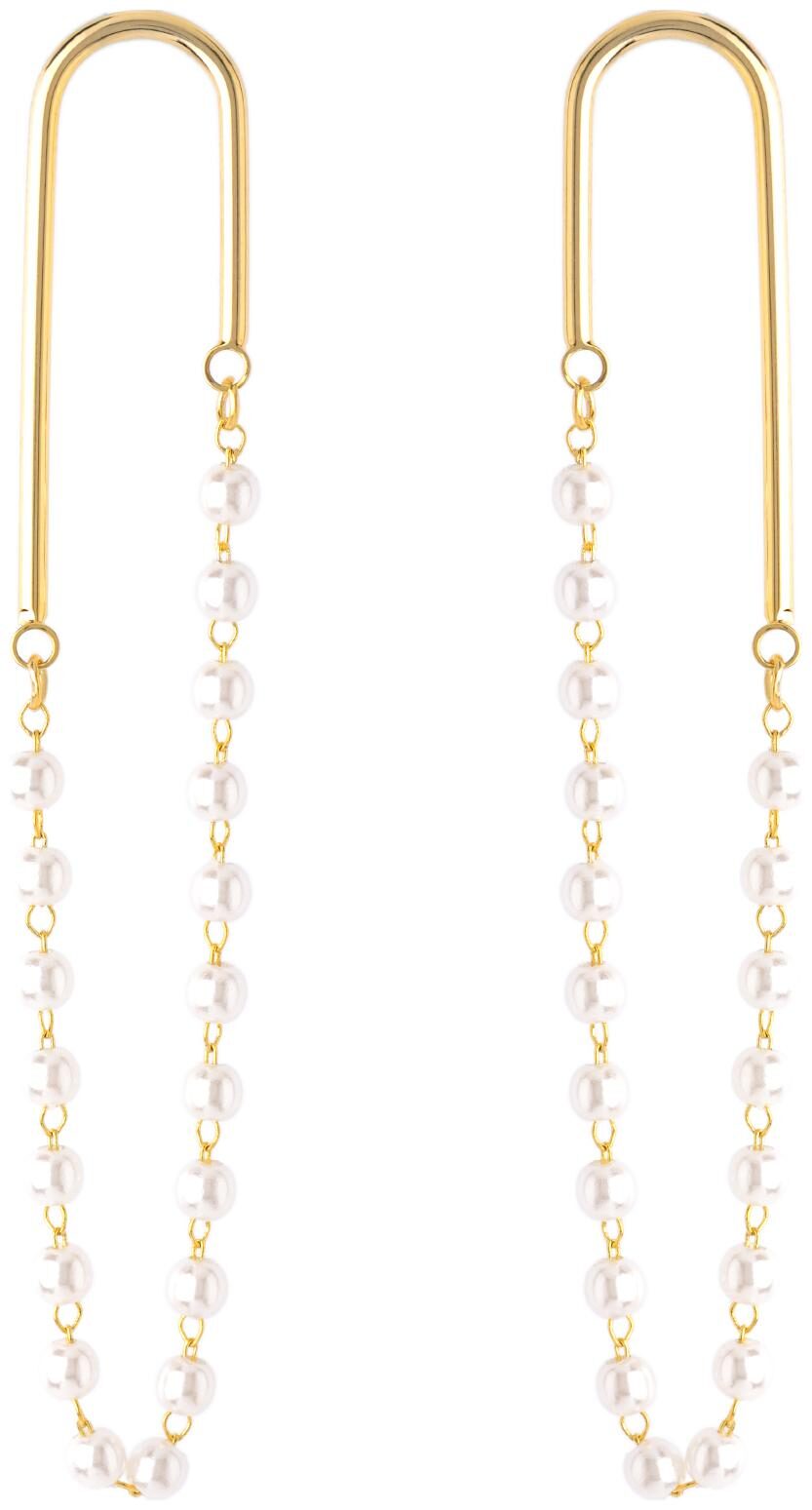 

E2O Contemperory Gold Drop Earring With Rectangular Shaped Stone