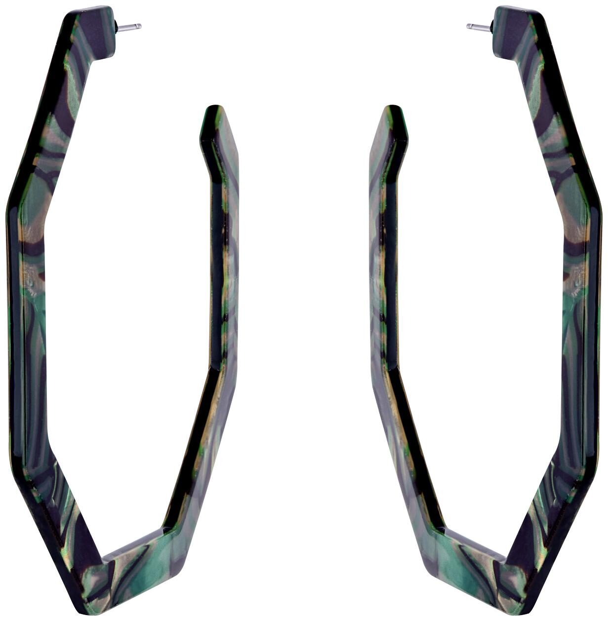 

E2O Geometric Shape Black Hoop Earring