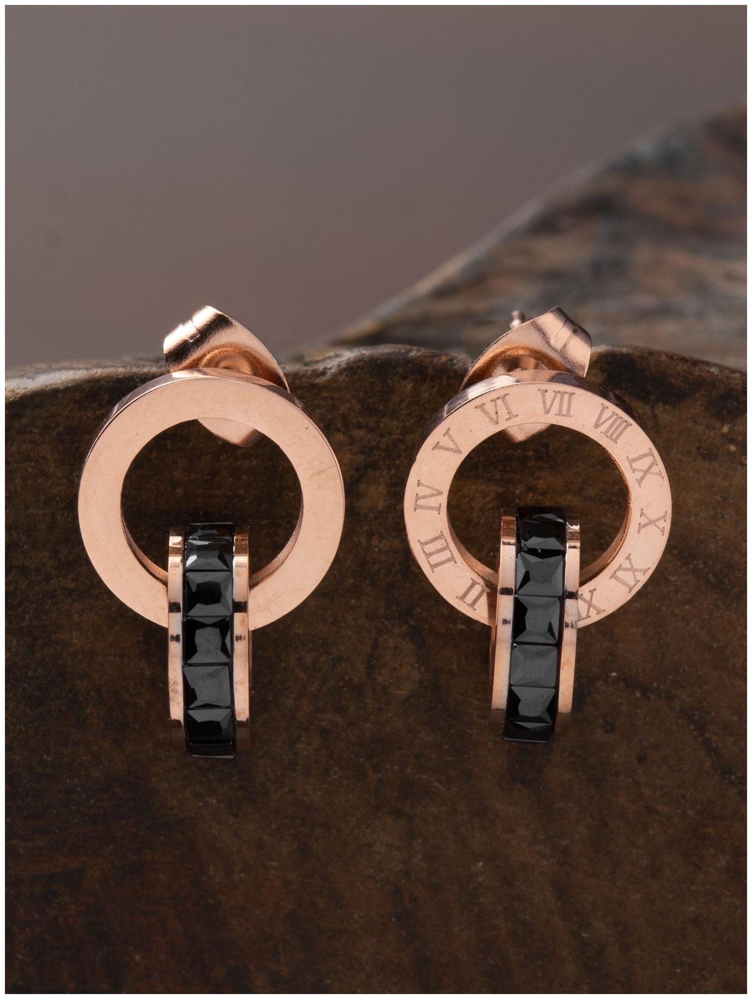 

E2O Black Stud Earrings For Women
