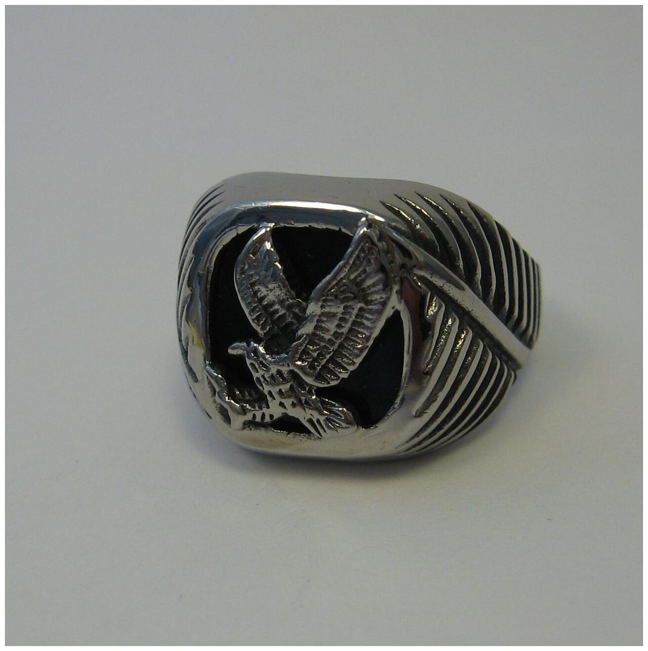 

Eagle Ring Size 9 to 14 Black Onyx Hypoallergenic Stainless Steel Mens Jewelry