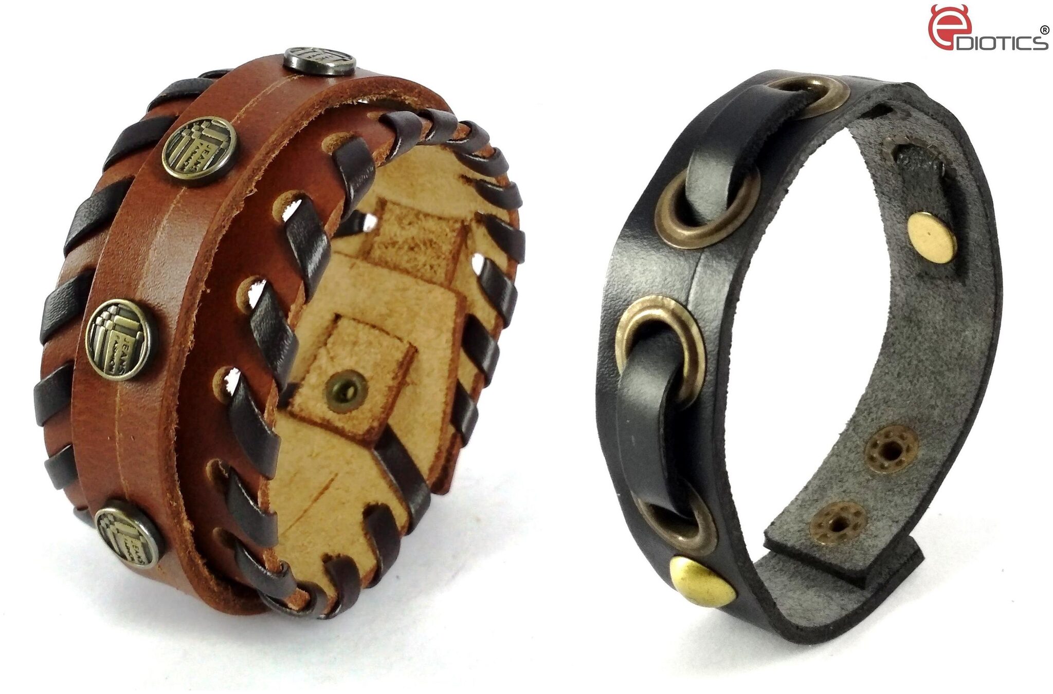 

Ediotics Trendy Stylish Handcrafted Leather Wrist Band Bracelets Combo for Men (Code MB1 MB4)