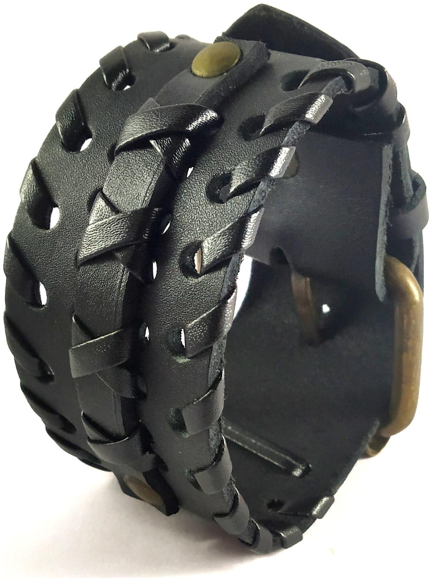 

Ediotics Trendy Stylish Handcrafted Leather Wrist Band Bracelet for Men (Code MB14)