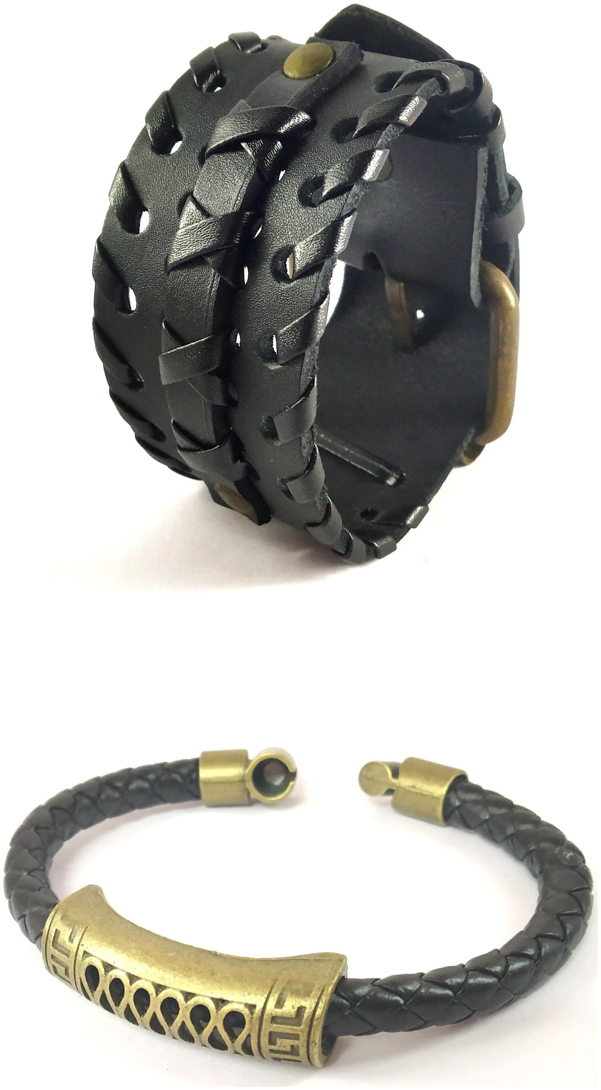 

Ediotics Trendy Stylish Handcrafted Leather Wrist Band Bracelet for Men (Code MB14 MB17)