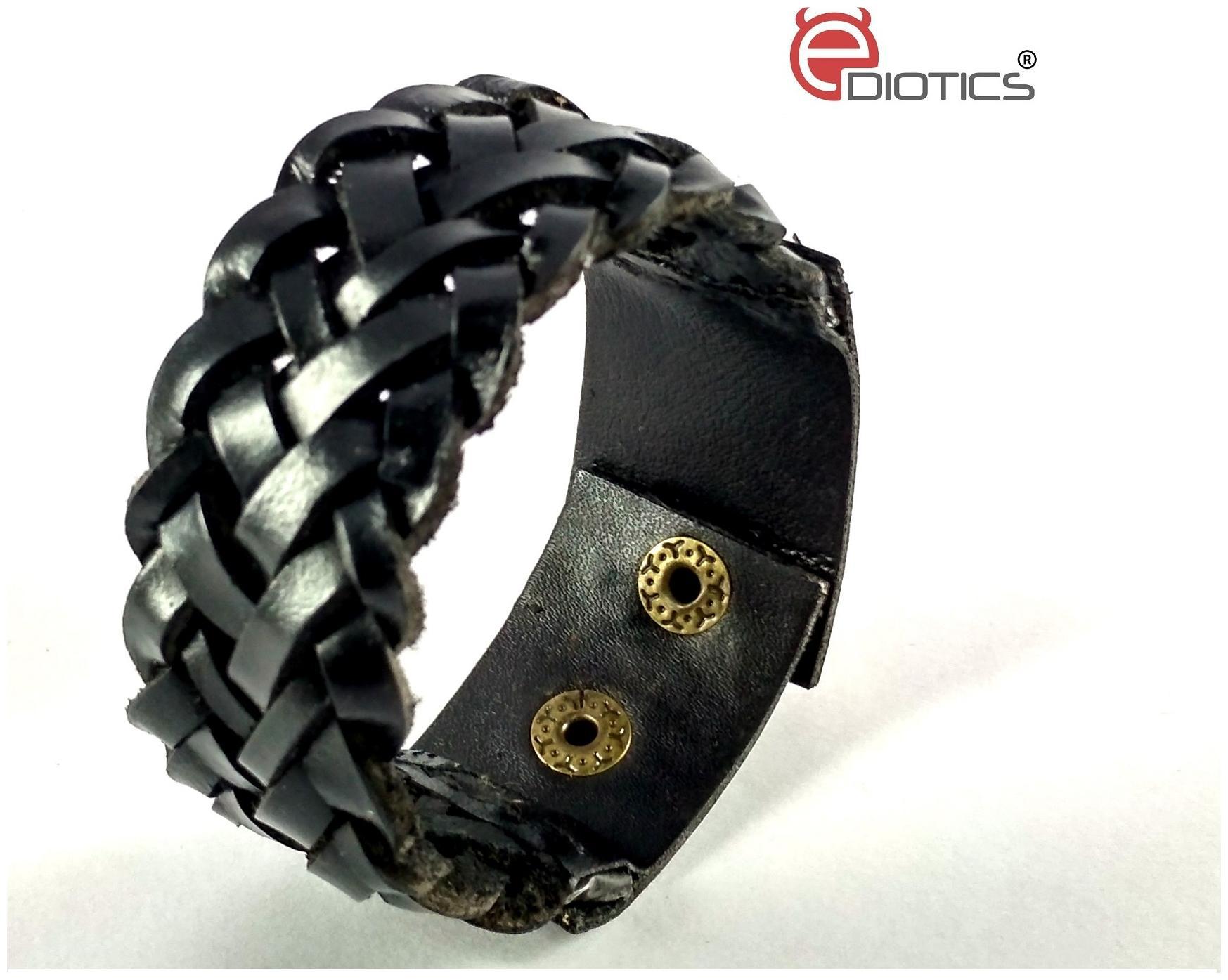 

Ediotics Trendy Stylish Handcrafted Leather Wrist Band Bracelet for Men (Code MB6)