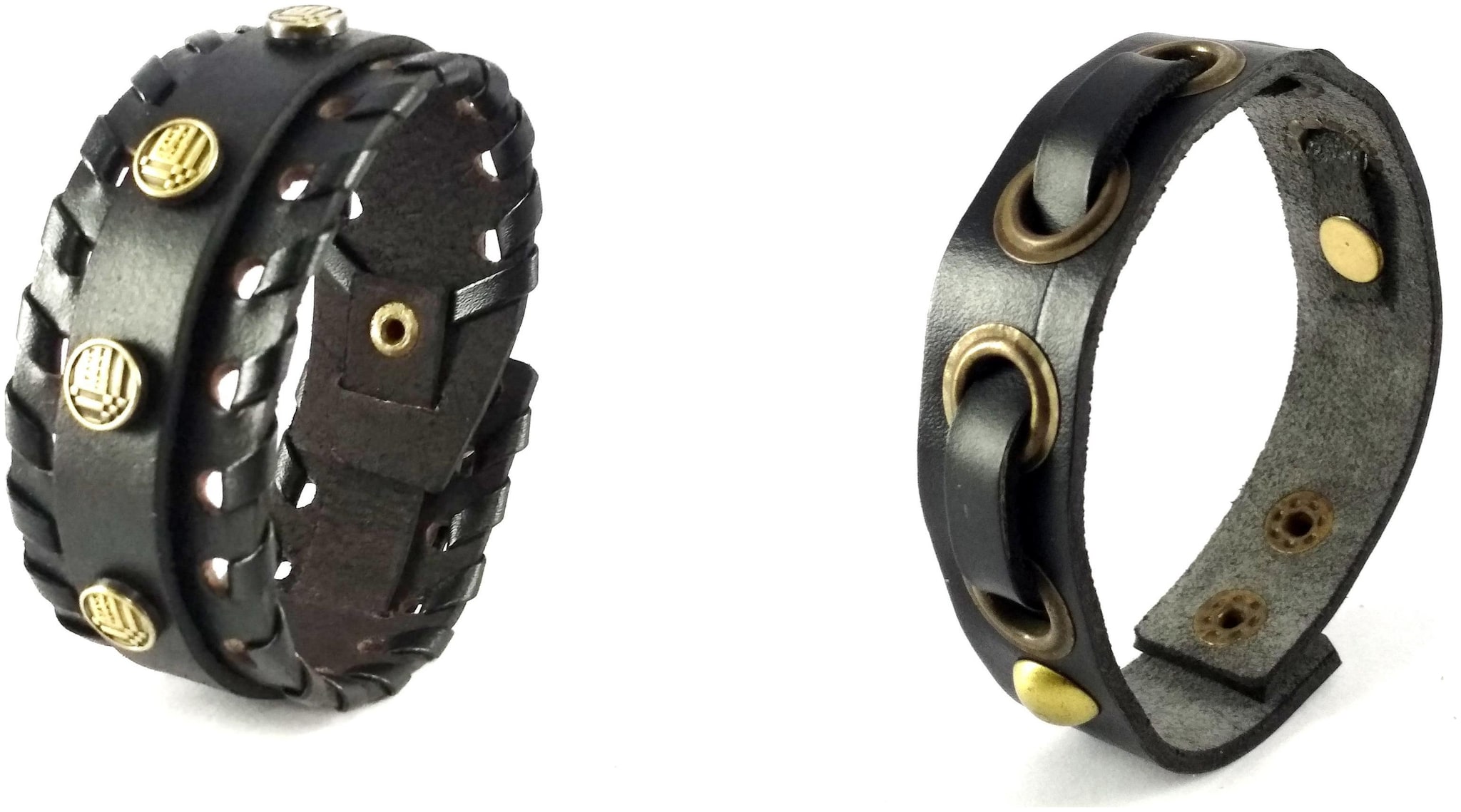 

Ediotics Trendy Stylish Handcrafted Leather Wrist Band Bracelets Combo for Men (Code MB2 MB4)