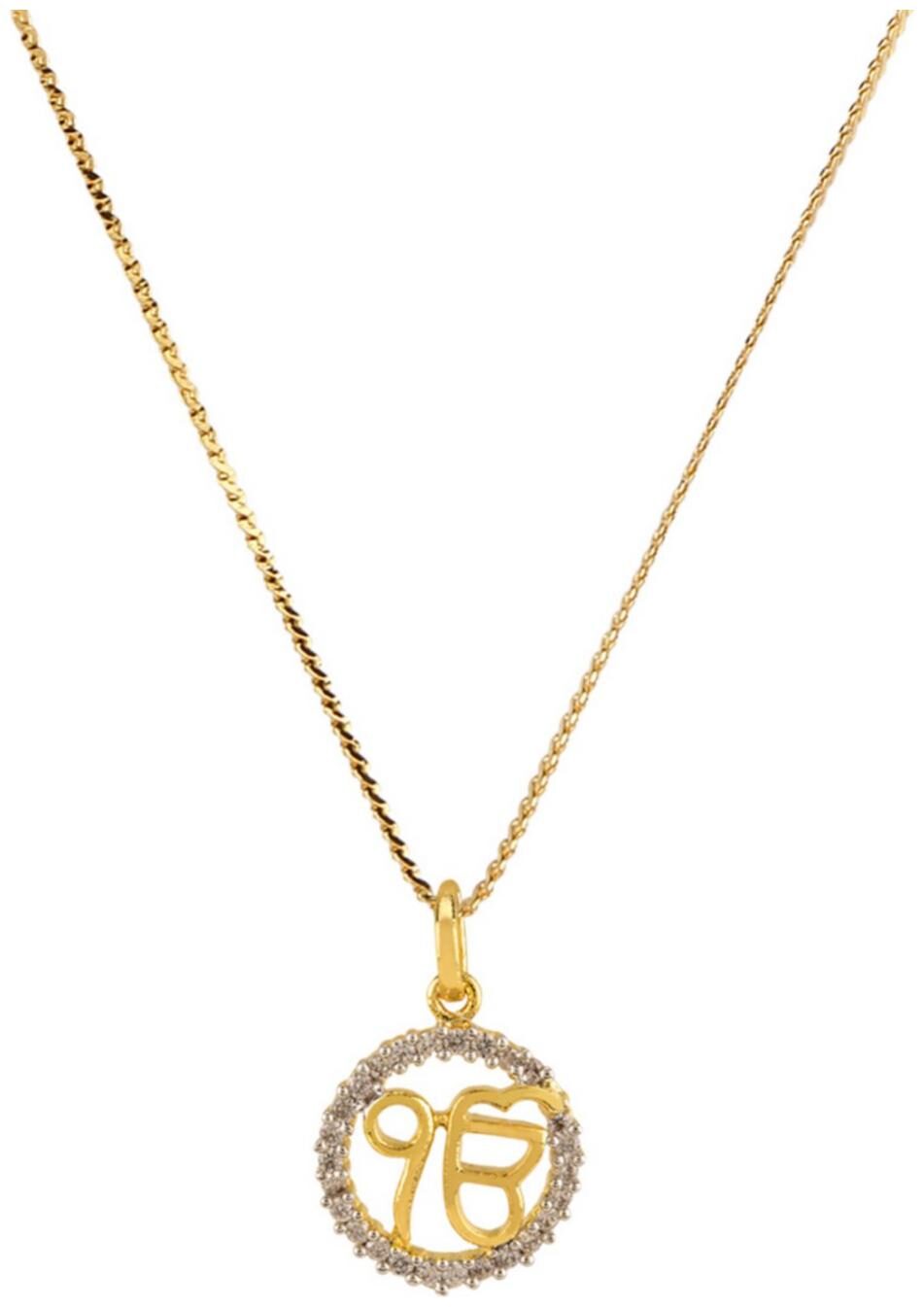 

Efulgenz 14 K Gold Plated Cubic Zirconia Religious Pendant Chain Necklace Jewellery for Women Girls