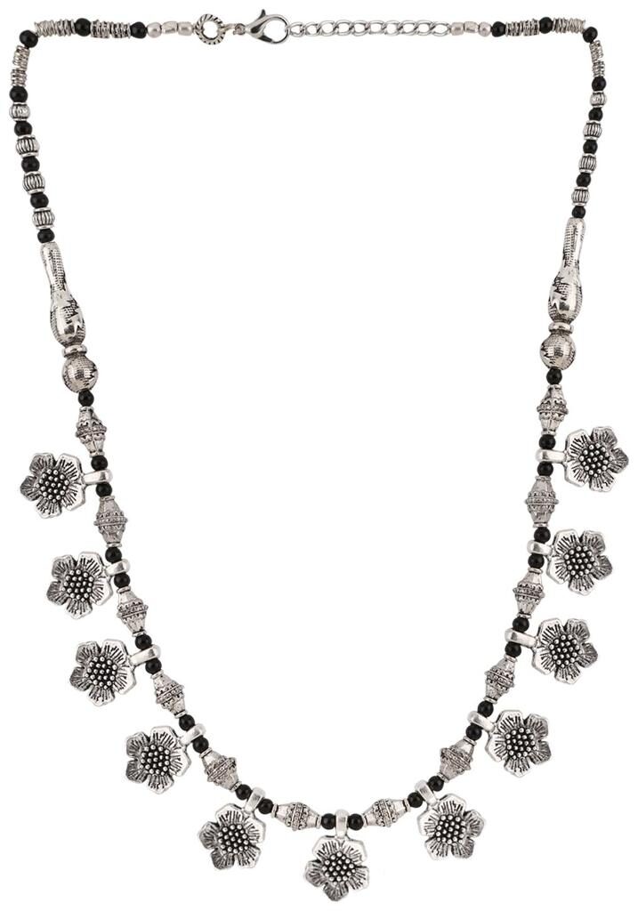 

Efulgenz Antique Oxidised German Silver Fancy Party Wear Statement Necklace Jewellery for Girls and women