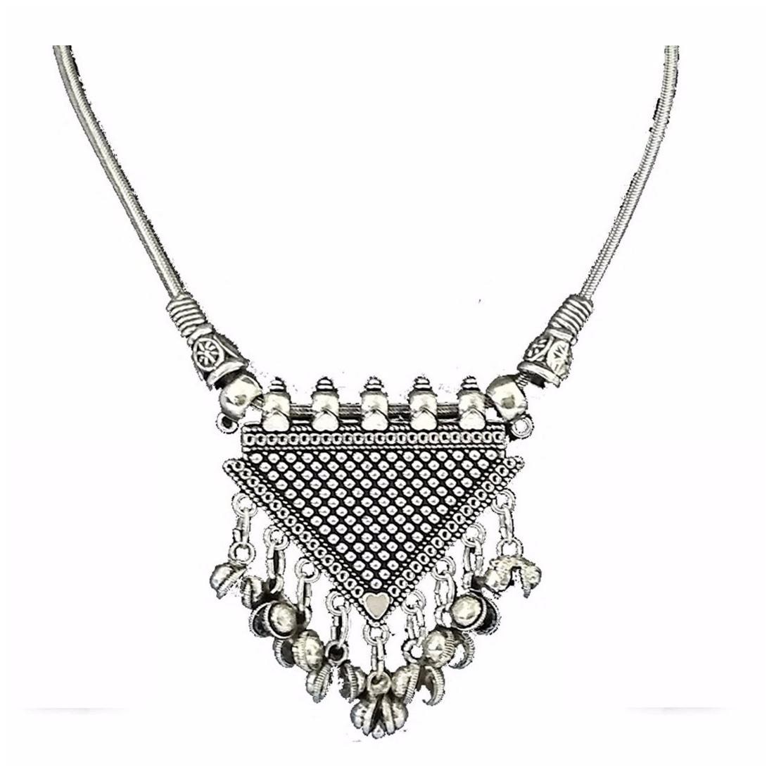 

Efulgenz Antique Oxidised Silver Plated Fancy Party Wear Statement Necklace Jewellery for Girls and women