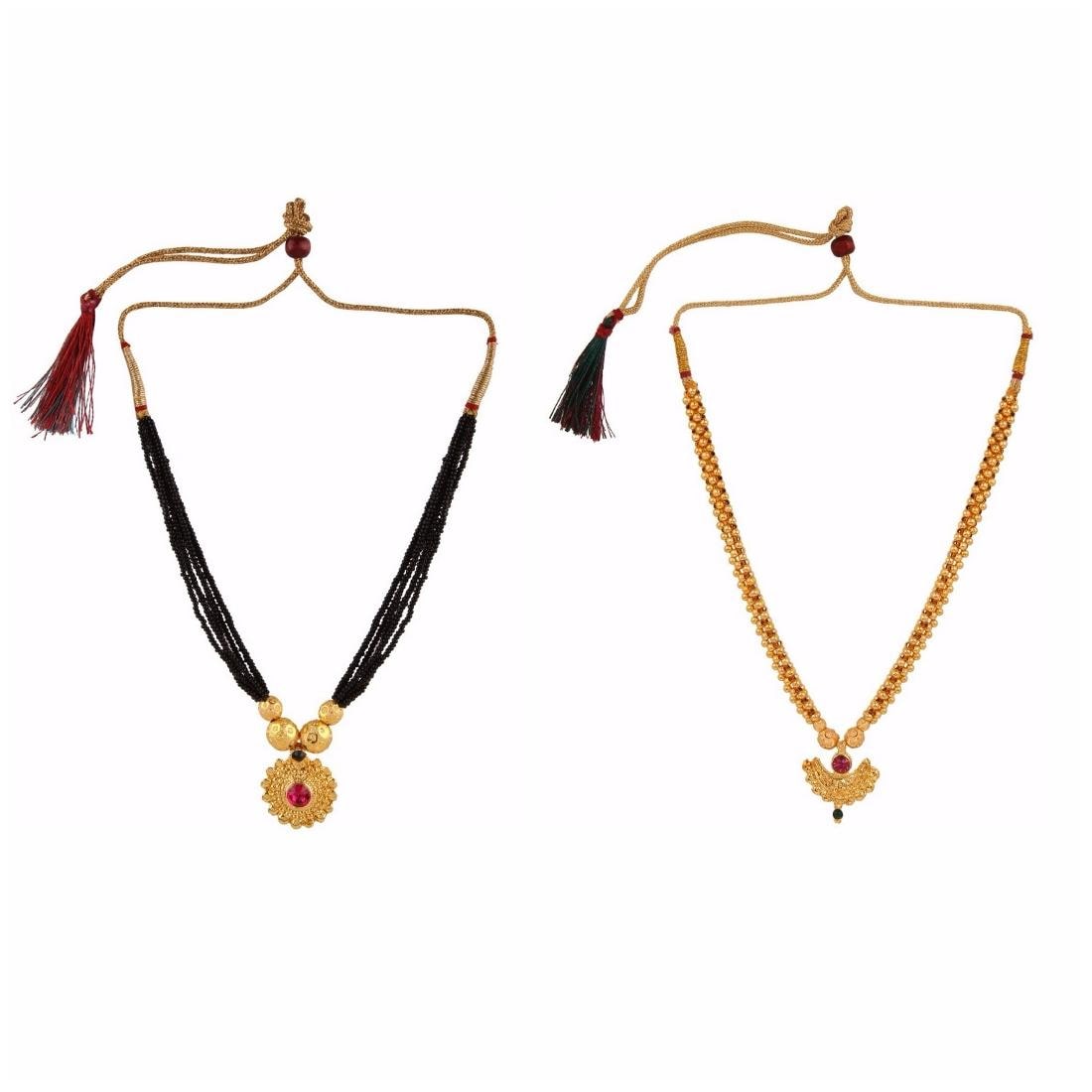 

Efulgenz Combo of Ethnic Gold Plated Mangalsutra and Necklace for Women