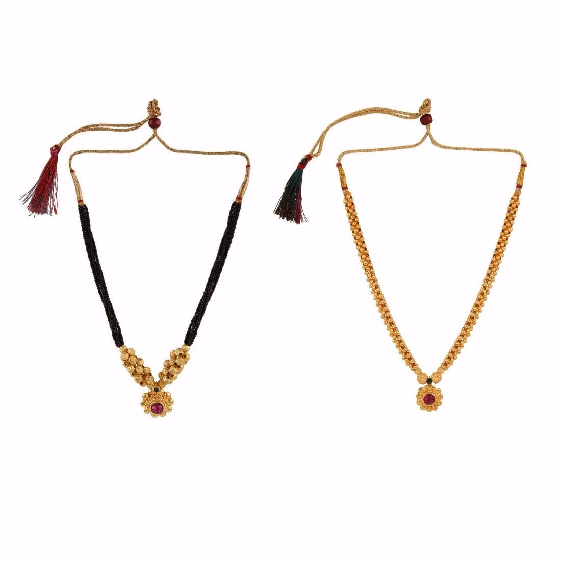 

Efulgenz Combo of Ethnic Gold Plated Mangalsutra and Necklace for Women