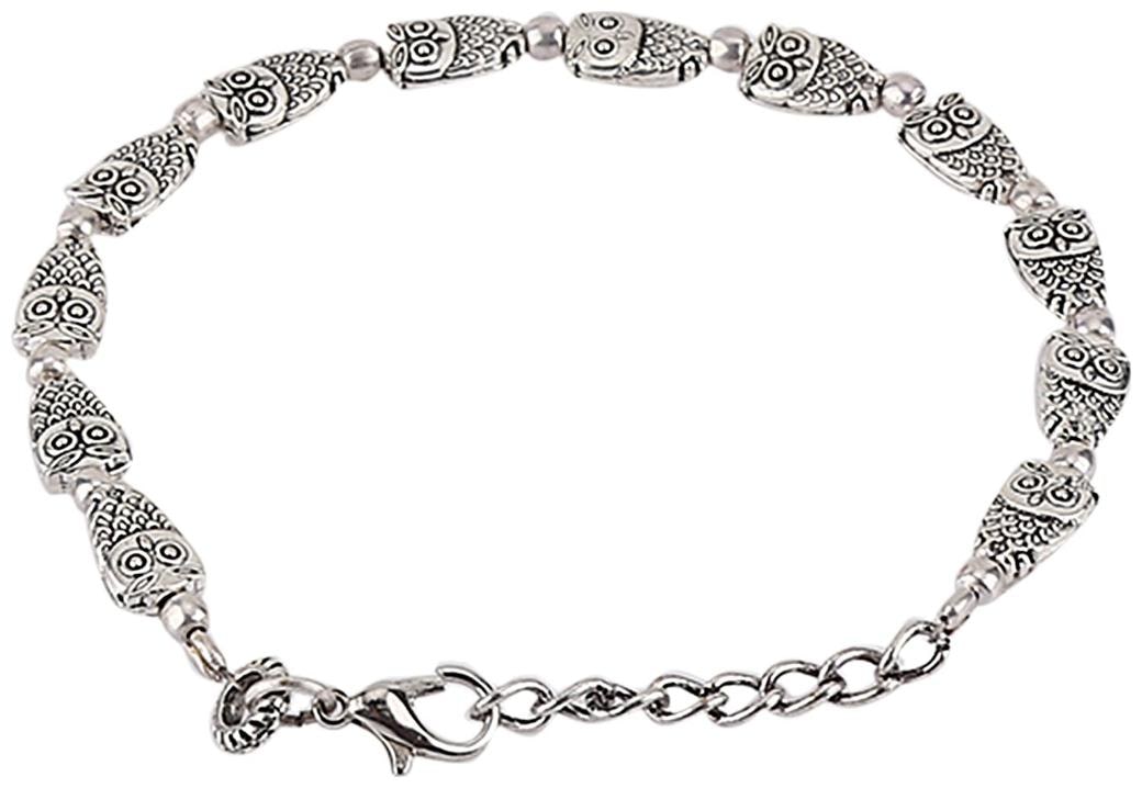 

Efulgenz Designer Jewellery Stylish Silver Plated Adjustable Owl Charms Bracelet for Girls and Women