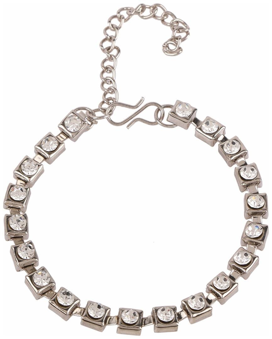 

Efulgenz Designer Silver Plated Crystal Charm Bracelet for Girls and Women
