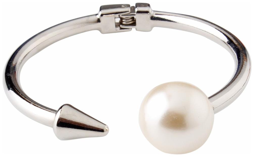 

Efulgenz Designer Fancy Party Wear Silver Plated Pearl Cuff Kada Bracelet for Girls and Women