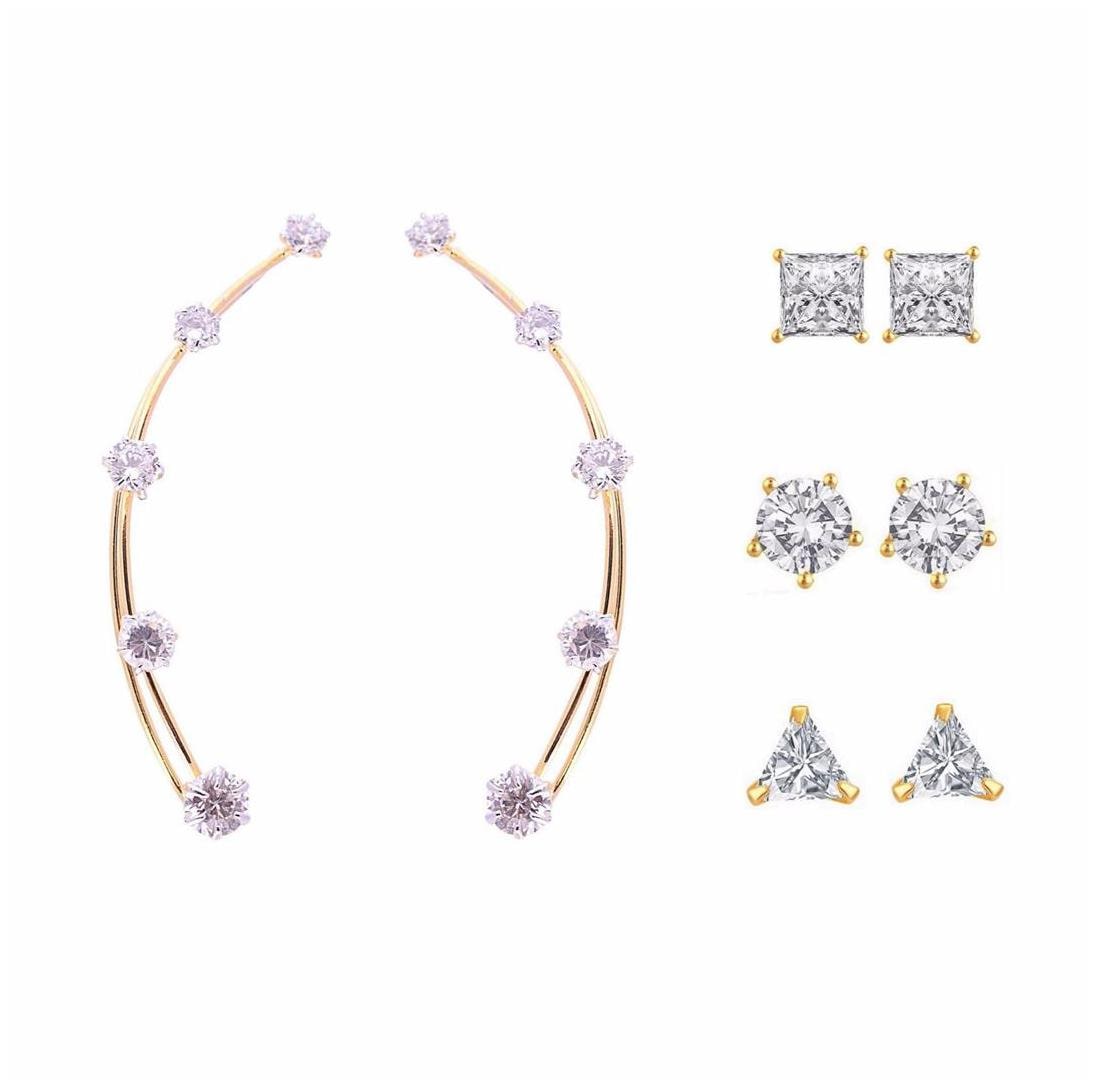 

Efulgenz Exclusive Pack of CZ 4 Pair of Earrings for Women