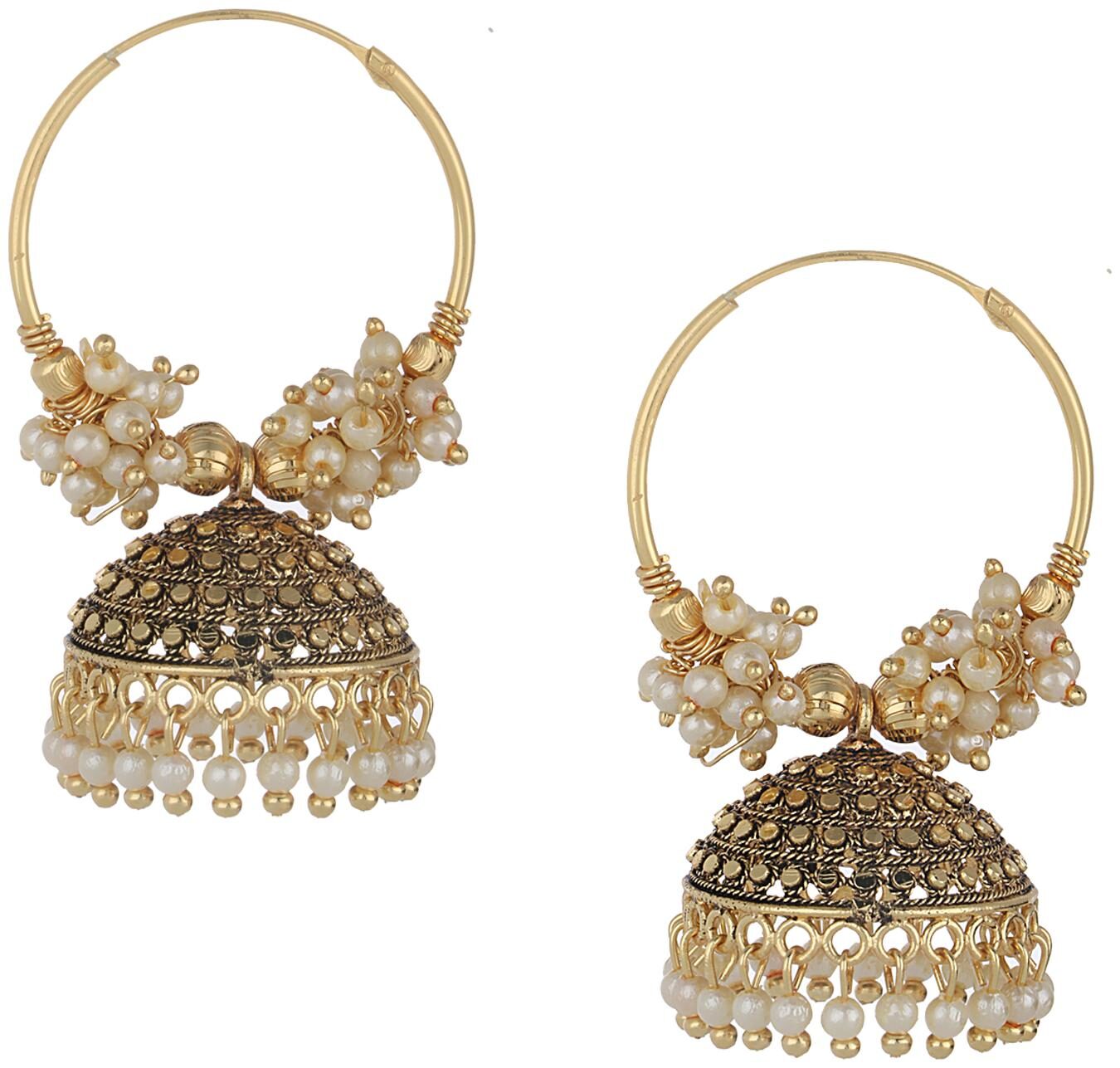 

Efulgenz Fashion Bridal Designer Jewellery Traditional Gold plated Jhumka Jhumki Hangings Dangle Drop Earrings Wedding Jewellery for Girls and Women