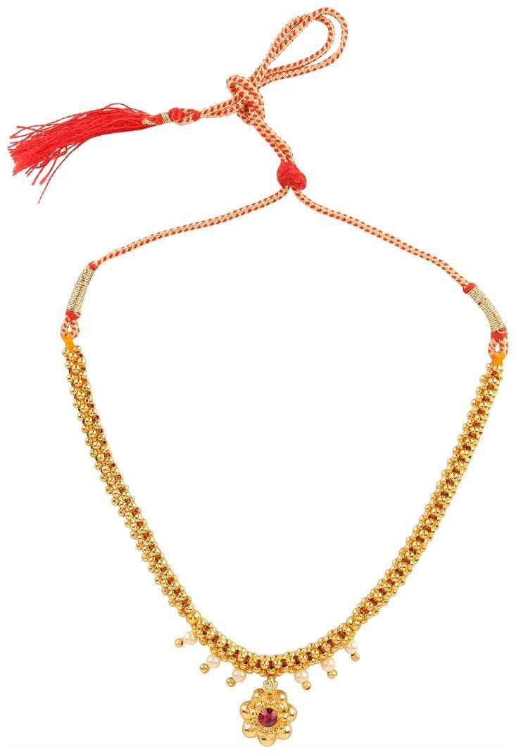 

Efulgenz Gold Plated Pink and Pearl Thushi Necklace for Girls and Women