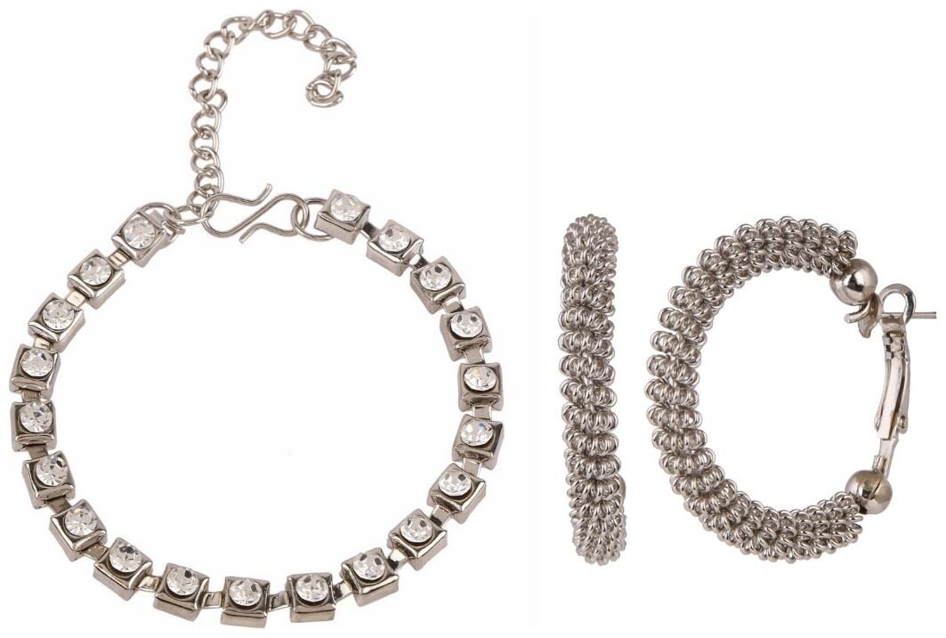 

Efulgenz Jewellery Combo of Trendy Stylish Charm Bracelet and Hoop Earrings for Girls and Women