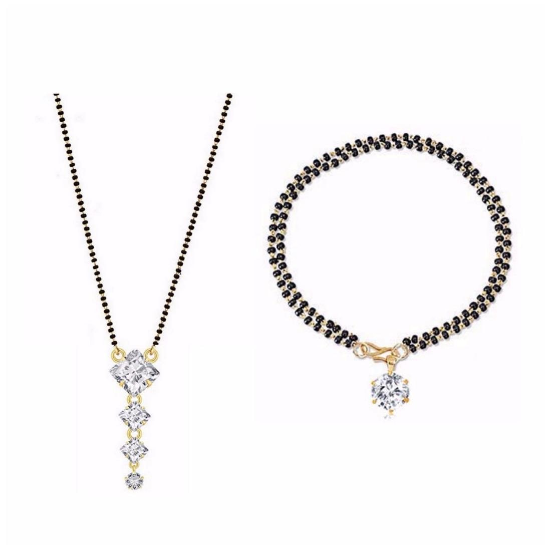 

Efulgenz Jewellery Combo of Trendy Stylish Gold Plated American Diamond Mangalsutra and Mangalsutra Bracelet for Women