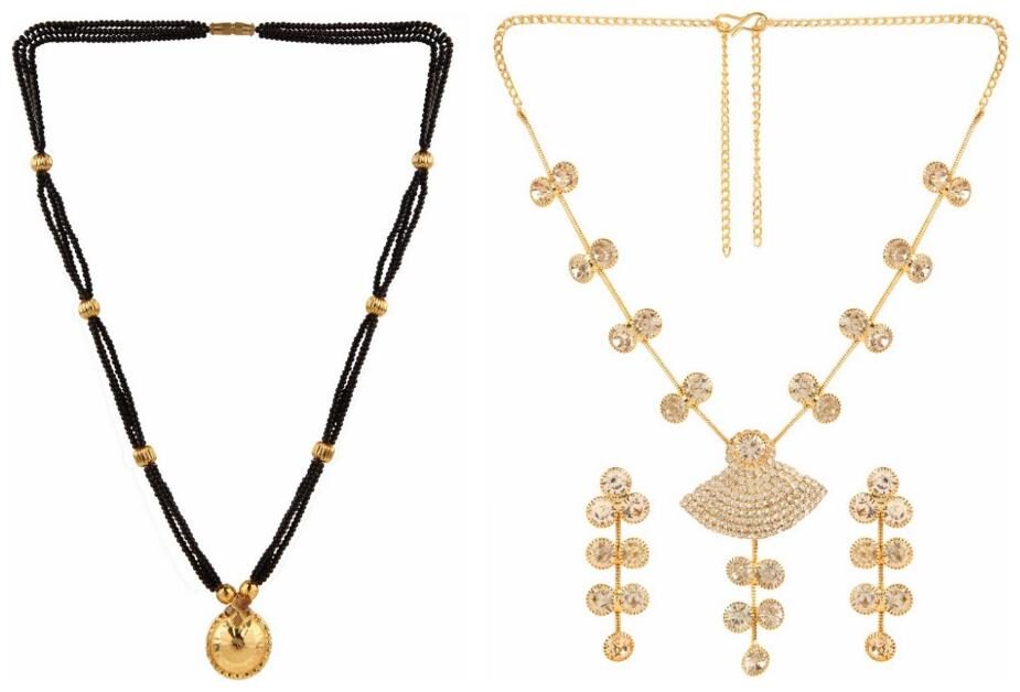 

Efulgenz Jewelry Combo of Ethnic Gold Plated Mangalsutra and Trendy Necklace with Earrings for Women