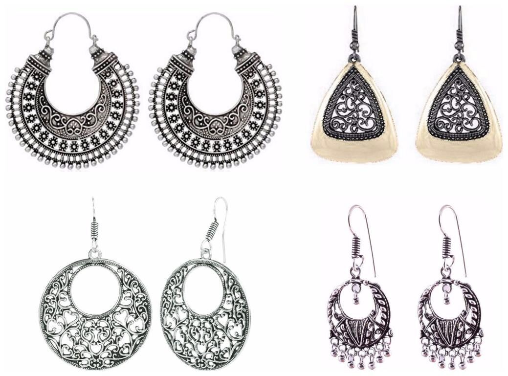 

Efulgenz Jewellery Combo of Stylish Fancy Party Wear Greman Silver Hoop Earring and Dangler Earring for Girls Women