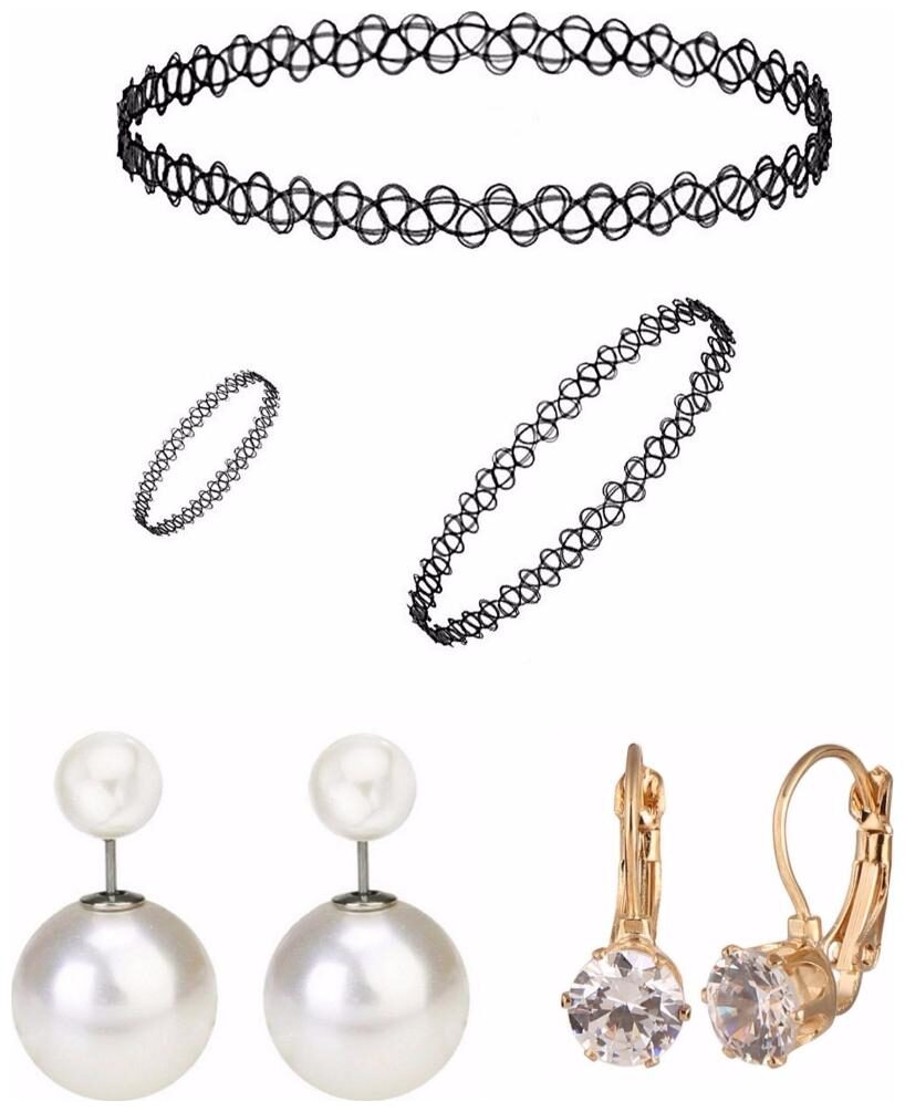 

Efulgenz Jewellery Combo of Trendy Strechable Choker with Bracelet Ring and Fancy Party Wear Earrings for Girls and Women