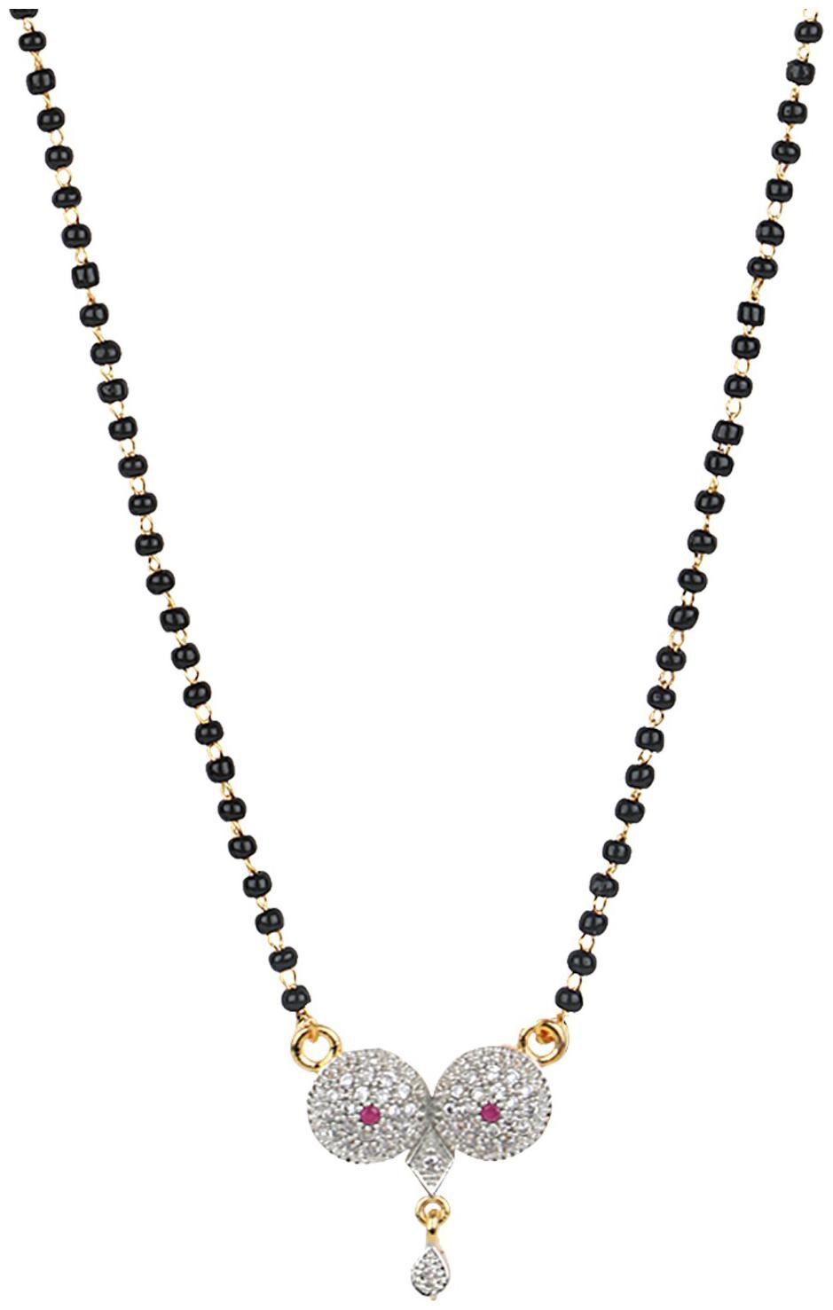 

Efulgenz Jewellery Ethnic Traditional Gold Plated American Diamond Latest Design Wati Mangalsutra Pendant Necklace with chain For Women and Girls