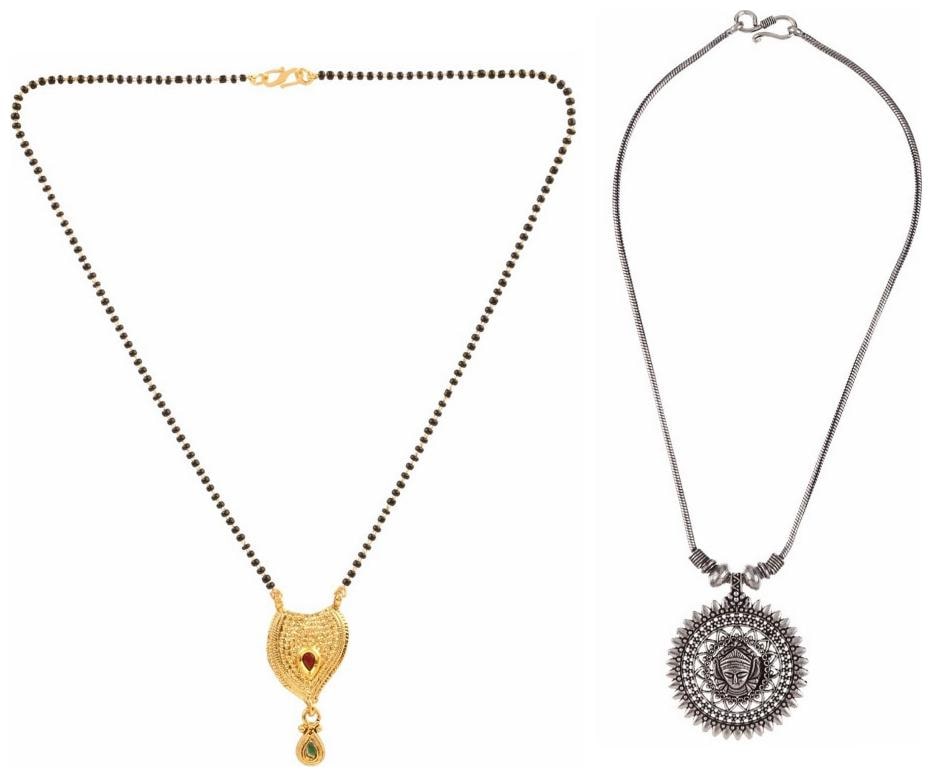 

Efulgenz Jewelry Combo of Ethnic Gold Plated Mangalsutra and Oxidised Necklace for Women