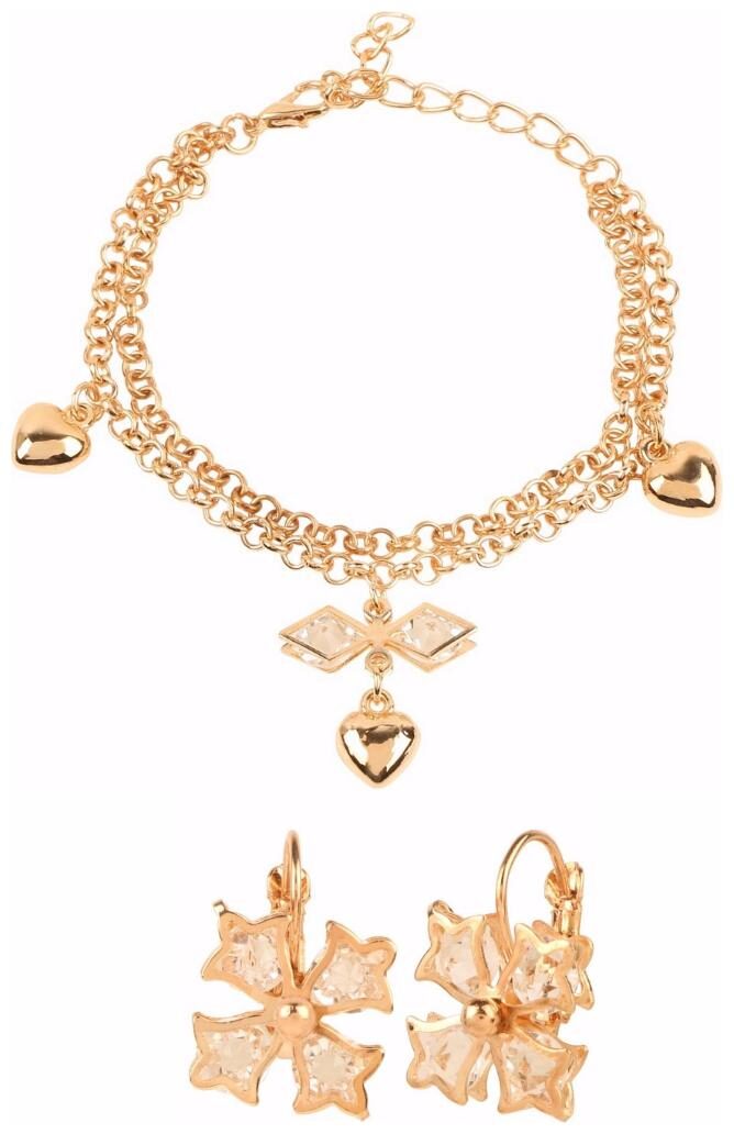

Efulgenz Jewellery Combo of Designer Charm Bracelet Clip-on Earrings for Girls Women