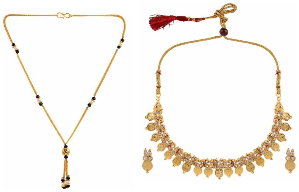 

Efulgenz Jewelry Combo of Ethnic Gold Plated Mangalsutra and Trendy Necklace with Earrings for Women