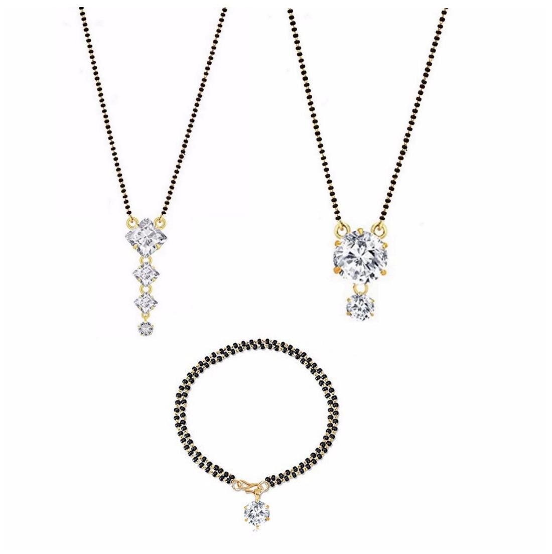 

Efulgenz Jewellery Combo of Trendy Stylish Gold Plated American Diamond Mangalsutra and Mangalsutra Bracelet for Women