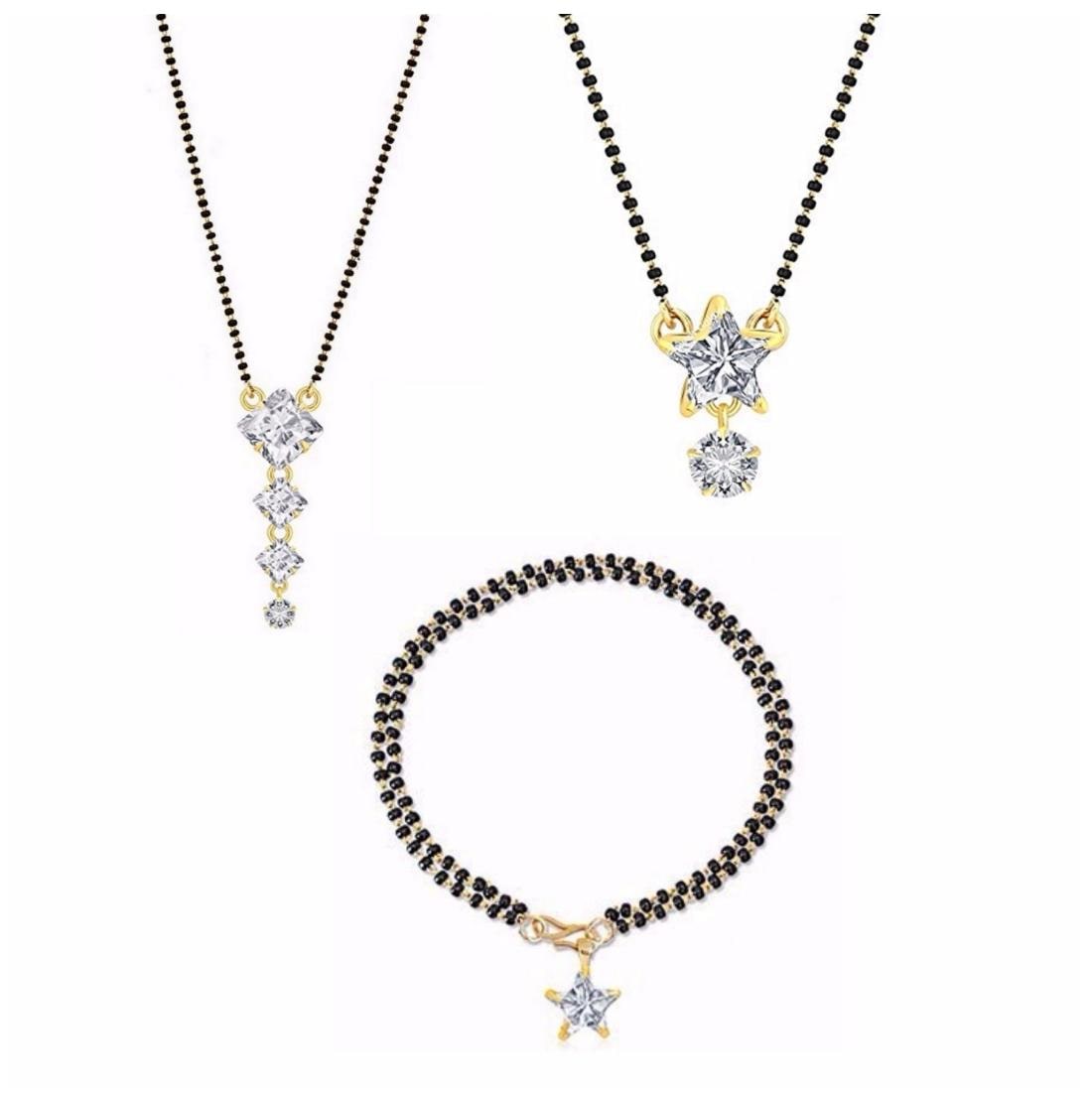 

Efulgenz Jewellery Combo of Trendy Stylish Gold Plated American Diamond Mangalsutra and Mangalsutra Bracelet for Women