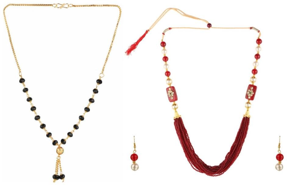 

Efulgenz Jewelry Combo of Ethnic Gold Plated Mangalsutra and Trendy Necklace with Earrings for Women