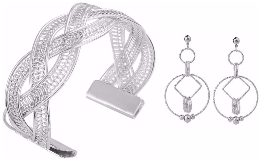 

Efulgenz Jewellery Combo of Trendy Stylish Kada Bracelet and Dangler Earrings for Girls and Women