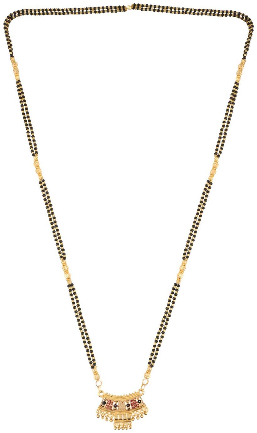 

Efulgenz Original Look Golden Hand Meenakari Traditional Gold Plated Long Ethnic Mangalsutra Pendant with Chain for Women