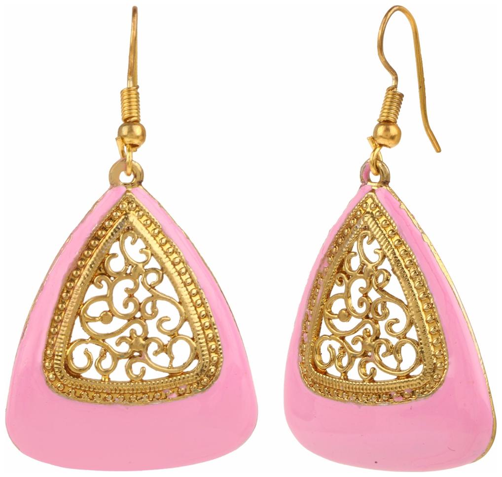 

Efulgenz Oxidised Stylish Pink Fancy Party Wear Clip on Earrings Jewellery for Girls Women