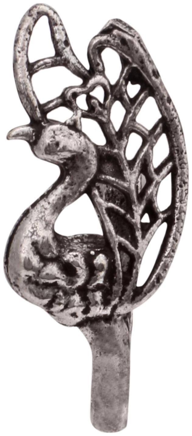 Efulgenz Oxidised Silver Open Hoop Clip on Nose Pin Stud Ring without Piercing for Women