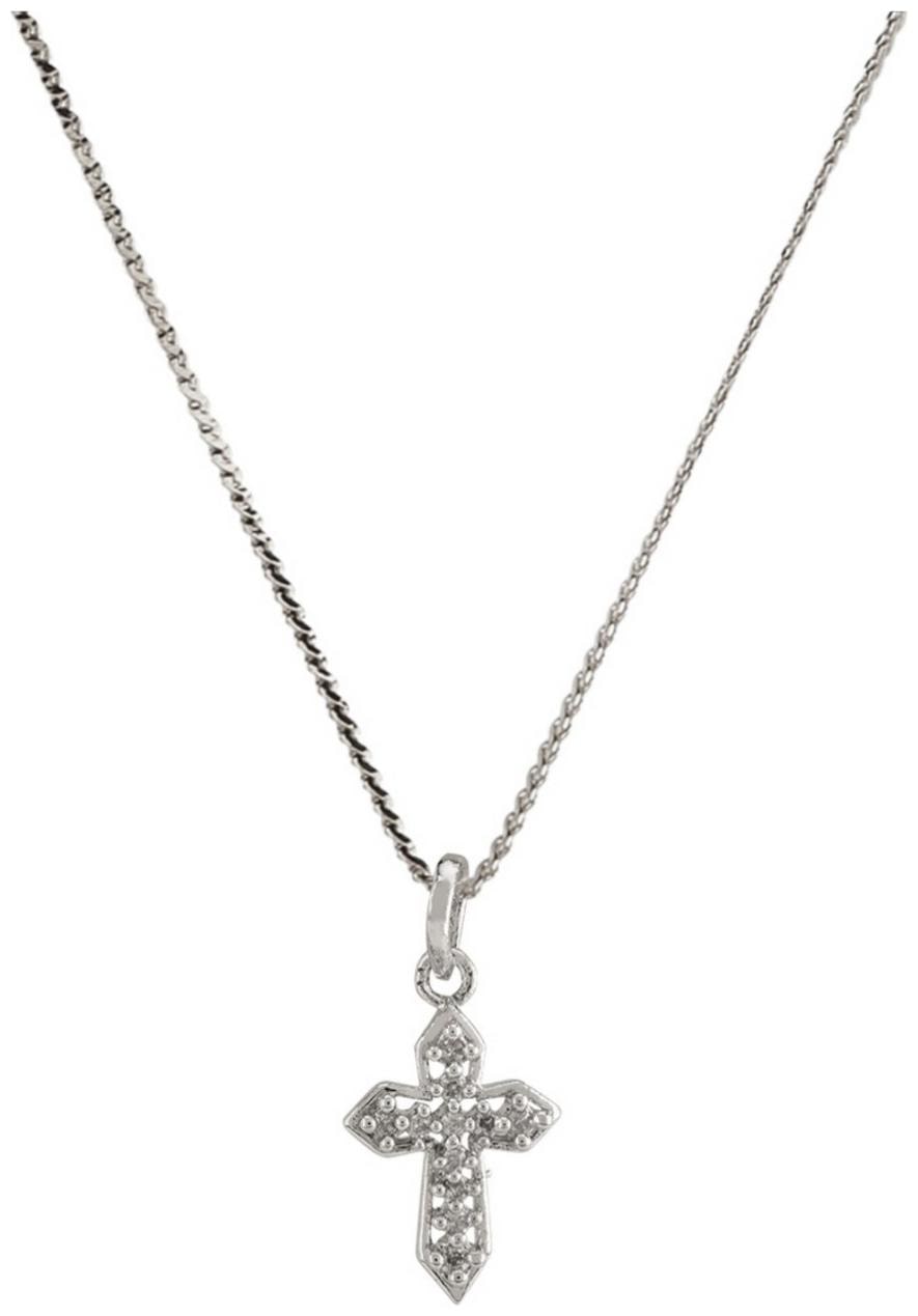 

Efulgenz Silver Plated Cubic Zirconia Religious Cross Pendant Chain Necklace Jewellery for Women Girls