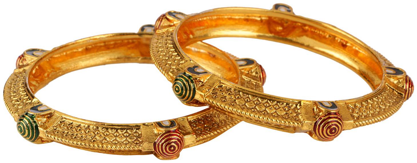

Efulgenz Stylish Fancy Party Wedding Wear Gold Plated Traditional kada Bangle Set (2 piece) for Women Girls