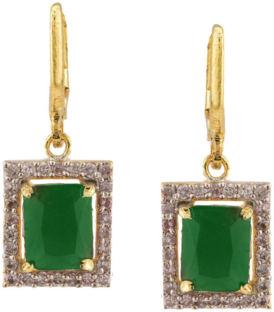 

Efulgenz Stylish Trendy Fancy Party Wear Gold Plated Cubic Zirconia Drop Hoop Clip On Earrings Jewellery Set